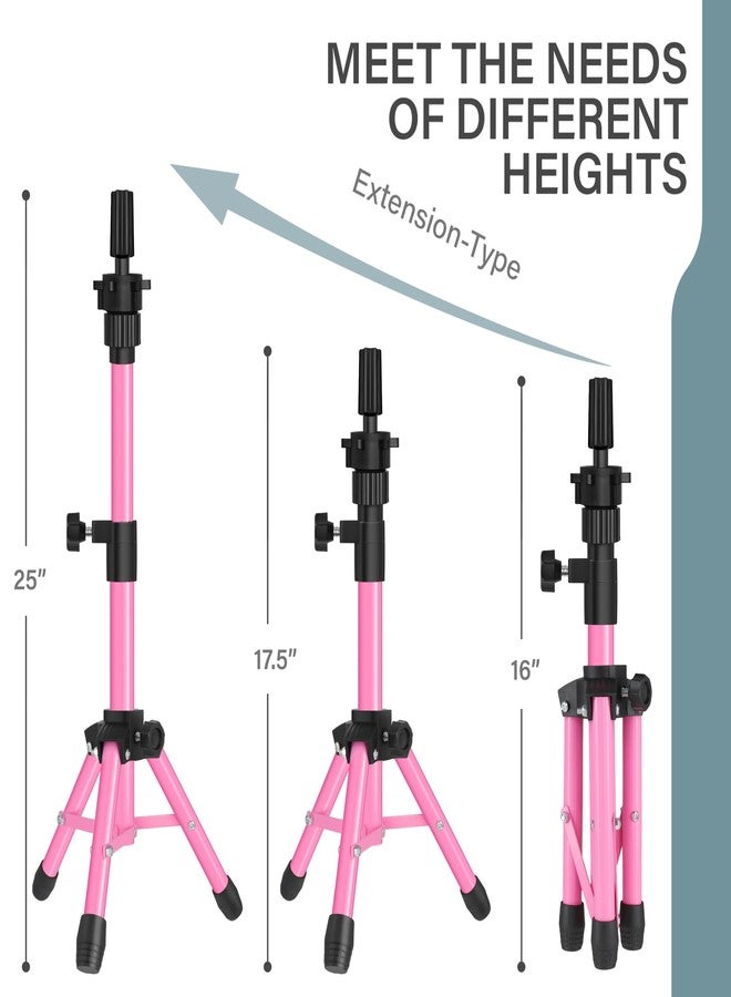 AliLeader 25 Inch Mannequin Head Stand Tripod for Mannequin Head Wig Stand Tripod Wig Head Stand for Training Heads and Canvas Block Head (Mannequin Head Not Included,Pink) - Image 4